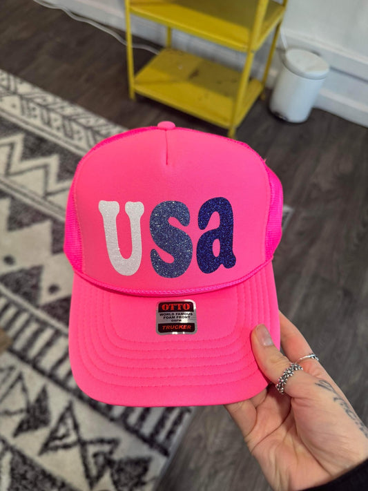 USA Pink Trucker Hat